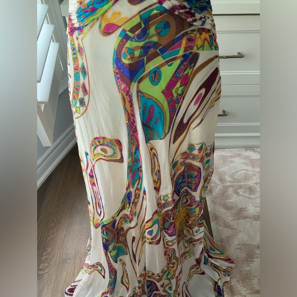 Vintage 90’S Y2K DIANE FREIS Silk Long Sparkle Bright Boho Strapless Gown Size 6 - Picture 13 of 16